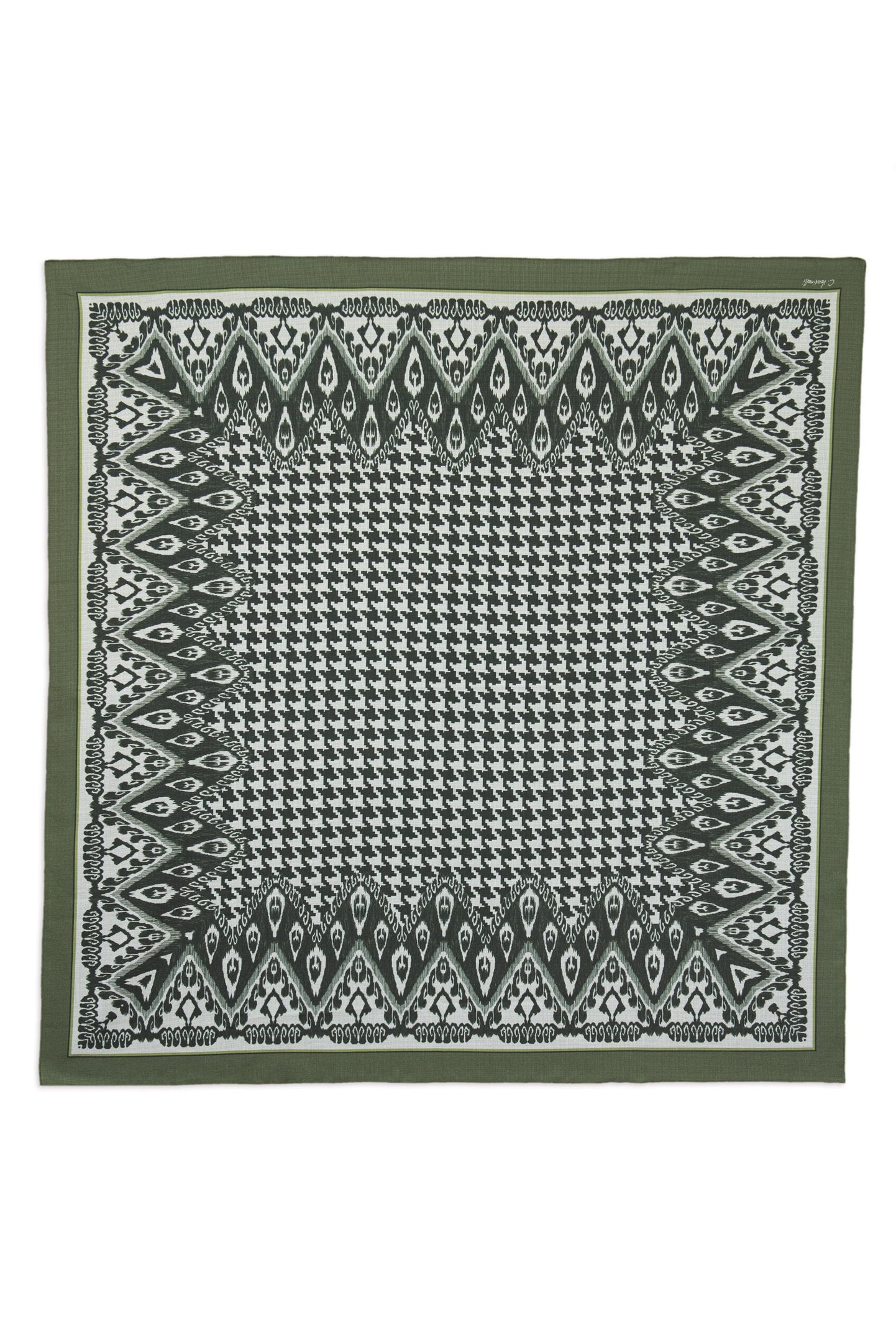 MANTEL ALMA - ESTAMPA PADRONAGENS IKAT E PIED DE POULE VERDE