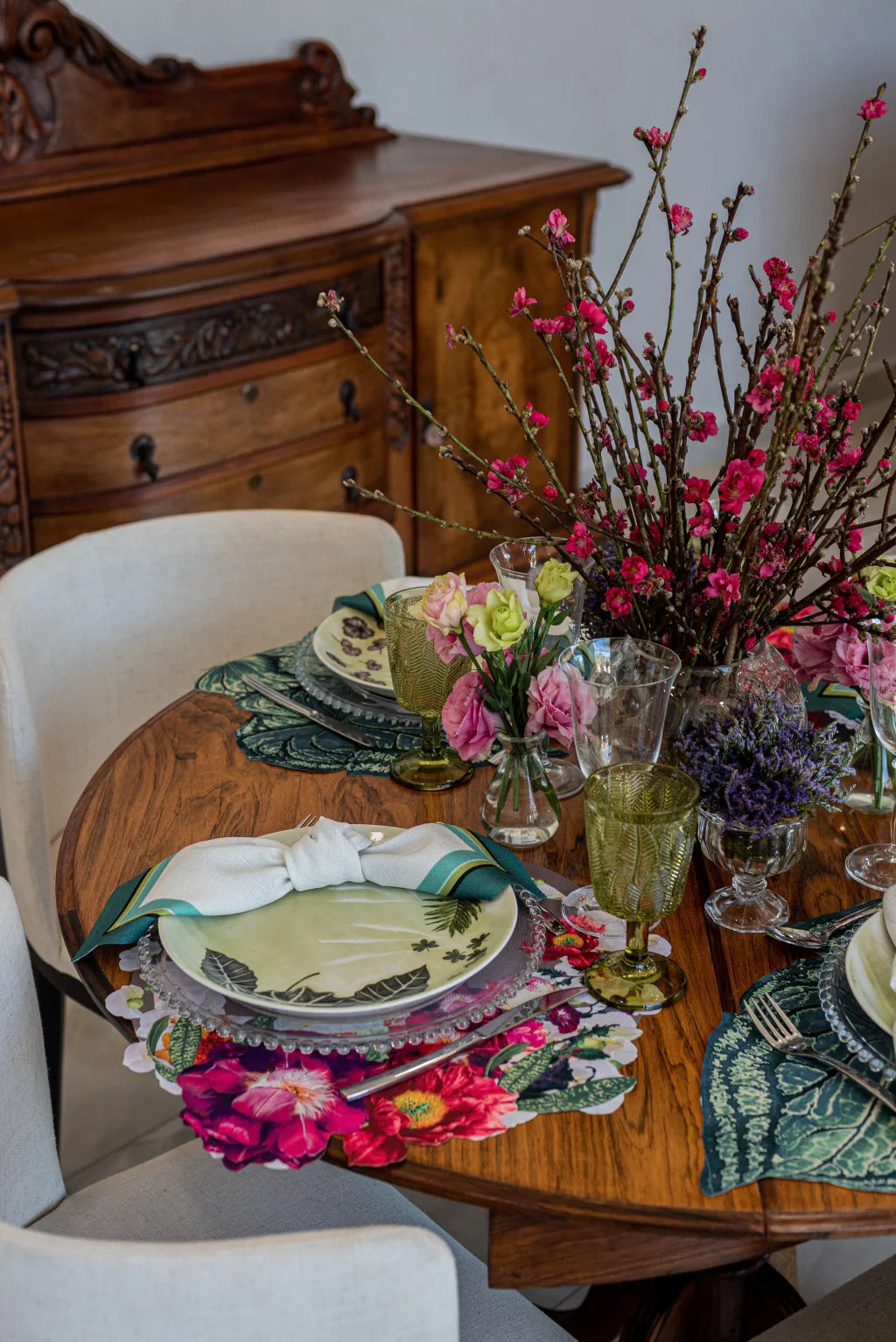 JOGO AMERICANO REDONDO DE TECIDO IMPERMEÁVEL - ESTAMPA LISA VIDA