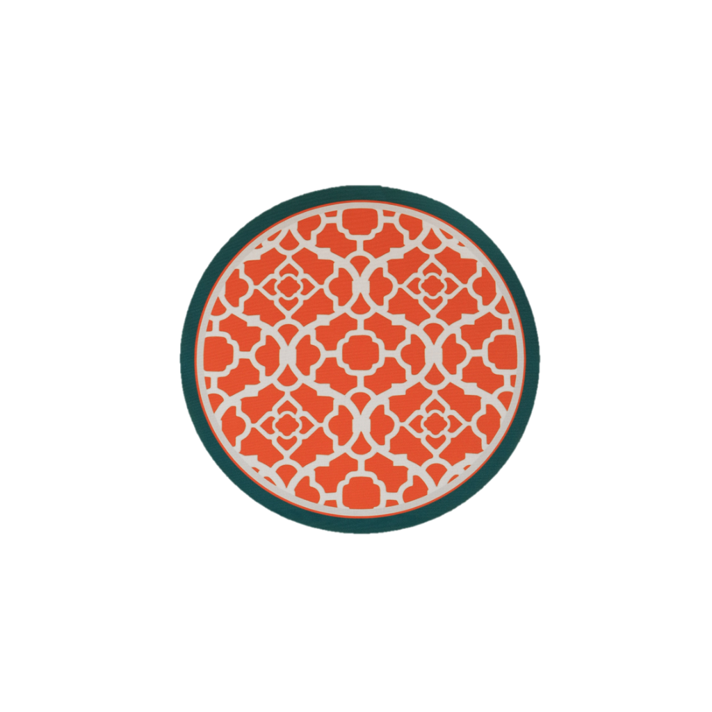 JOGO AMERICANO REDONDO DE TECIDO IMPERMEÁVEL - ESTAMPA MARROQUINA 