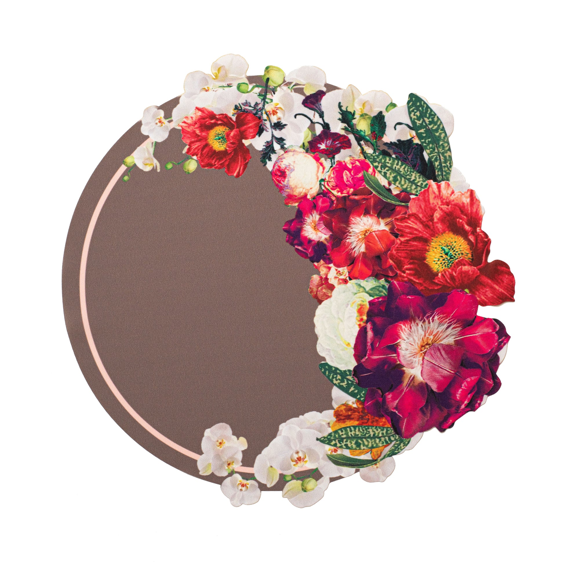 JOGO AMERICANO REDONDO DE TECIDO IMPERMEÁVEL - ESTAMPA LISA VIDA