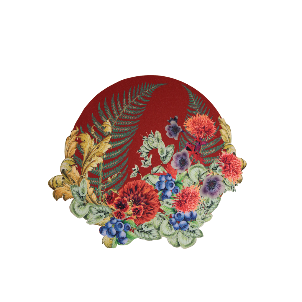 JOGO AMERICANO REDONDO DE TECIDO IMPERMEÁVEL - ESTAMPA LISO VERMELHA LA GLORIA