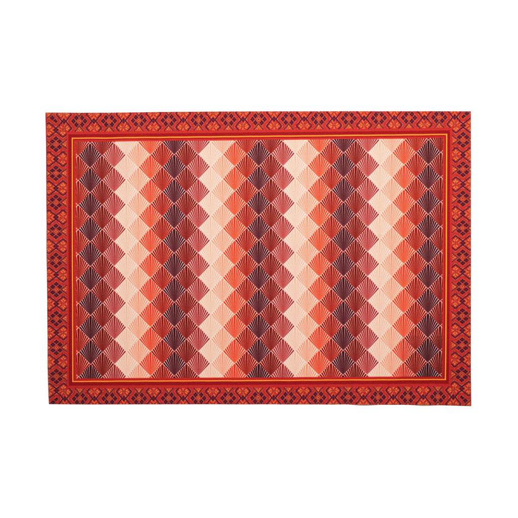 JOGO AMERICANO RETANGULAR DE TECIDO IMPERMEÁVEL - ESTAMPA ORIENTAL VERMELHA LA GLORIA