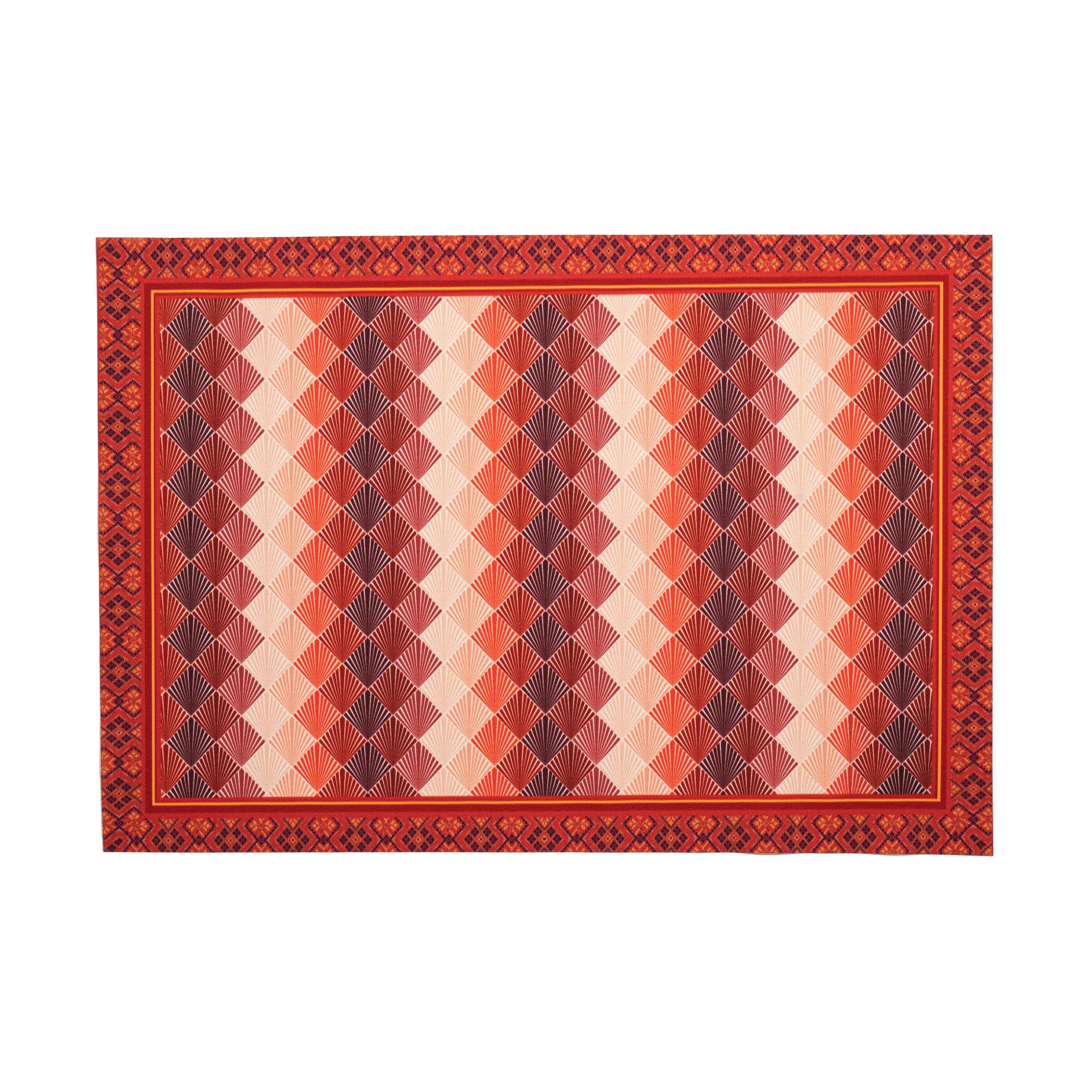 JOGO AMERICANO RETANGULAR DE TECIDO IMPERMEÁVEL - ESTAMPA ORIENTAL VERMELHA LA GLORIA